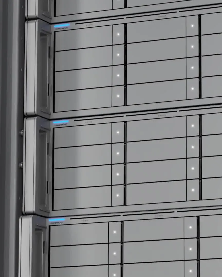 UniFi NAS units mounted in a rack