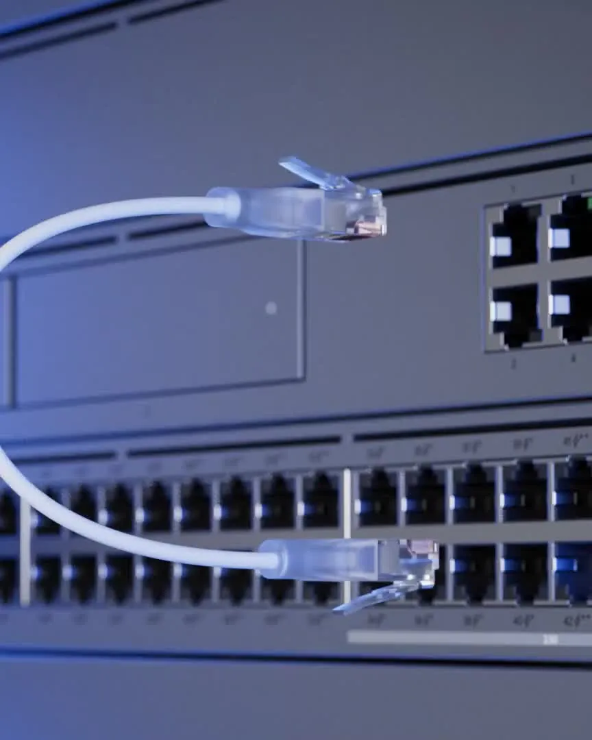 A patch cable plugged into a UniFi switch
