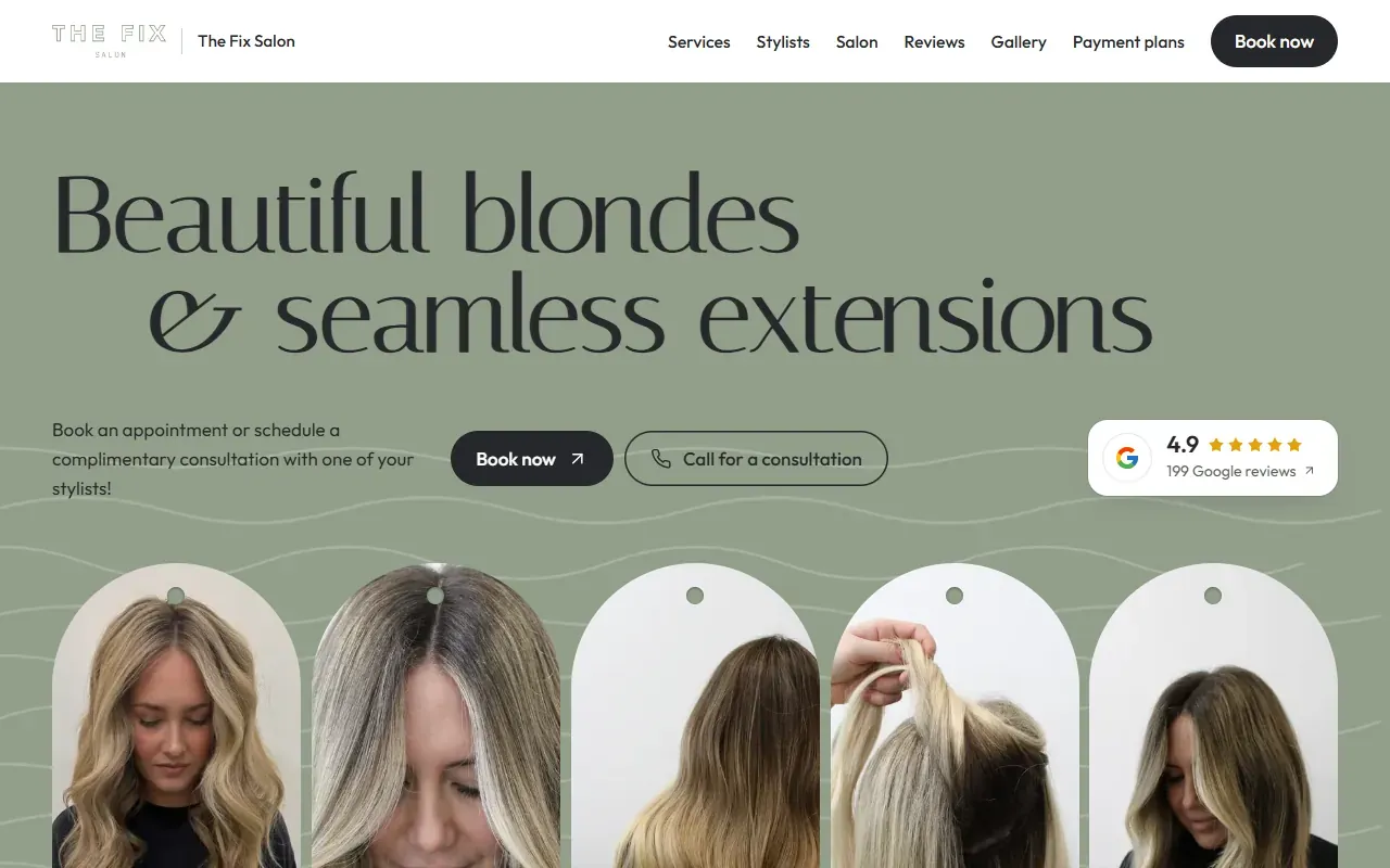 Hair salon site layout
